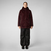 Women's Bridget Faux Fur Reversible Hooded Coat in Burgundy Black - Women's Collection | Save The Duck