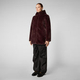 Women's Bridget Faux Fur Reversible Hooded Coat in Burgundy Black | Save The Duck