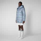 Women's Bridget Faux Fur Reversible Hooded Coat in Blue Fog | Save The Duck