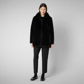 Manteau réversible à capuche Bridget pour femme en noir - Woman Faux Fur | Save The Duck