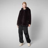 Women's Hooded Reversible Coat Bridget in Brown Black | Save The Duck