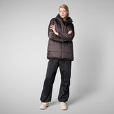 Women's Hooded Reversible Coat Bridget in Brown Black | Save The Duck