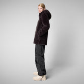 Women's Hooded Reversible Coat Bridget in Brown Black - Woman Faux Fur | Save The Duck