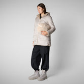 Women's Hooded Reversible Jacket Bridget in Rainy Beige | Save The Duck