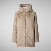 Woman's Hooded Reversible jacket Bridget in Rainy Beige | Save The Duck