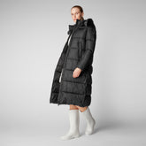 Women's Colette Long Puffer Coat with Detachable Hood in Black - Fall Winter 2023 Women's Collection | Save The Duck