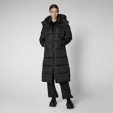 Manteau Colette pour femme avec capuche amovible en noir | Sauvez le canard