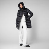 Women's Lysa Hooded Puffer Coat in Black - Clothing | Save The Duck