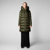 Women's Lysa Hooded Puffer Coat in Pine Green - Green Collection | Save The Duck