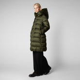Women's Lysa Hooded Puffer Coat in Pine Green - Green Collection | Save The Duck