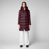 Women's Lysa Hooded Puffer Coat in Burgundy Black - New Arrivals | Save The Duck