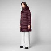Women's Lysa Hooded Puffer Coat in Burgundy Black - Women's Collection | Save The Duck