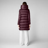 Women's Lysa Hooded Puffer Coat in Burgundy Black - Women's Collection | Save The Duck