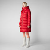 Women's Lysa Hooded Puffer Coat in Tango Red - Red Collection | Save The Duck