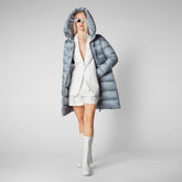 Women's Lysa Hooded Puffer Coat in Blue Fog | Save The Duck
