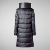 Women's Hooded Animal free Puffer Lysa Coat Ebony Grey | Save The Duck