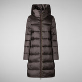 Women's Hooded Animal free Puffer Lysa Coat Brown Black | Save The Duck