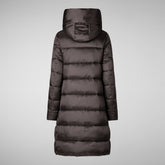 Women's Hooded Animal free Puffer Lysa Coat Brown Black | Save The Duck