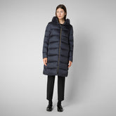 Women's Lysa Hooded Puffer Coat in Blue Black - Lightweight Puffers for Women | Save The Duck