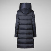 Women's Hooded Animal free Puffer Lysa Coat Blue Black | Save The Duck