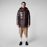 Men's Christian Hooded Puffer Coat in Brown Black - Men's Glamour Addict Guide | Save The Duck