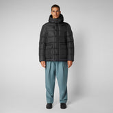 Men's Cliff Hooded Puffer Coat in Black - Lightweight Puffers for Men | Save The Duck