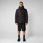 Men's Cliff Hooded Puffer Coat in Brown Black - MEGA Collection | Save The Duck