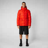 Men's Cliff Hooded Puffer Coat in Poppy Red - MEGA Collection | Save The Duck
