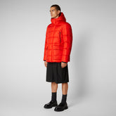 Men's Cliff Hooded Puffer Coat in Poppy Red | Save The Duck