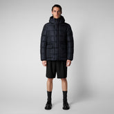 Men's Cliff Hooded Puffer Coat in Blue Black | Save The Duck