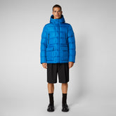 Men's Cliff Hooded Puffer Coat in Blue Berry - MEGA Collection | Save The Duck