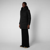 Women's Dorothy Stretch Puffer Coat with Detachable Hood in Black - Women | Save The Duck
