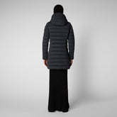 Women's Dorothy Stretch Puffer Coat with Detachable Hood in Grey Black - Women's Collection | Save The Duck