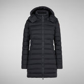 Women's Dorothy Stretch Puffer Coat with Detachable Hood in Black | Save The Duck