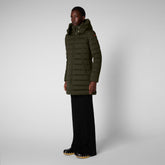 Women's Dorothy Stretch Puffer Coat with Detachable Hood in Sherwood Green - Women's Coats | Save The Duck