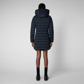 Women's Dorothy Stretch Puffer Coat with Detachable Hood in Blue Black - Women's Recycled | Save The Duck