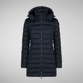 Women's Dorothy Stretch Puffer Coat with Detachable Hood in Grey Black | Save The Duck