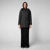 Women's Edith Puffer Coat with Detachable Hood in Black - Women's Recycled Collection | Save The Duck