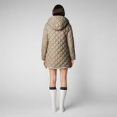 Women's Edith Puffer Coat with Detachable Hood in Elephant Grey - The Love Recycle Collection by SaveTheDuck | Save The Duck