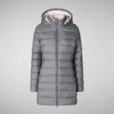 Women's Animal free Puffer Jacket Joanne in mid grey | Save The Duck