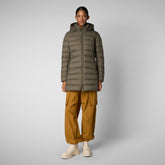 Women's Animal free Puffer Jacket Joanne in mud grey | Save The Duck