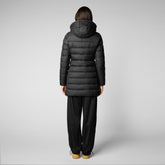 Women's Joanne Puffer Coat with Faux Fur Lining & Detachable Hood in Black - Women's Faux Fur Jackets | Save The Duck