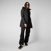 Women's Joanne Puffer Coat with Faux Fur Lining & Detachable Hood in Black | Save The Duck