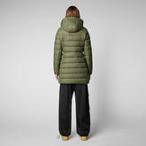 Women's Joanne Puffer Coat with Faux Fur Lining & Detachable Hood in Laurel Green | Save The Duck