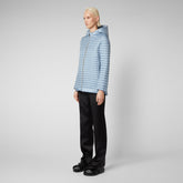 Women's Alima Hooded Puffer Coat in Dusty Blue - Women's Icons Collection | Save The Duck