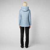 Women's Alima Hooded Puffer Coat in Dusty Blue - All Save The Duck Products | Save The Duck