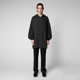 Women's Fleur Hooded Raincoat in Black - All Save The Duck Products | Save The Duck