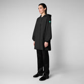 Women's Fleur Hooded Raincoat in Black - WIND Collection | Save The Duck