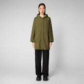 Women's Fleur Hooded Raincoat in Dusty Olive - WIND Collection | Save The Duck