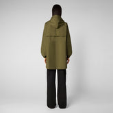 Women's Fleur Hooded Raincoat in Dusty Olive - Rainwear | Save The Duck